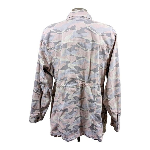 Torrid 3 Womens 3X Twill Anorak Jacket Pink Camouflage Drawstring Waist Pockets - Picture 4 of 8